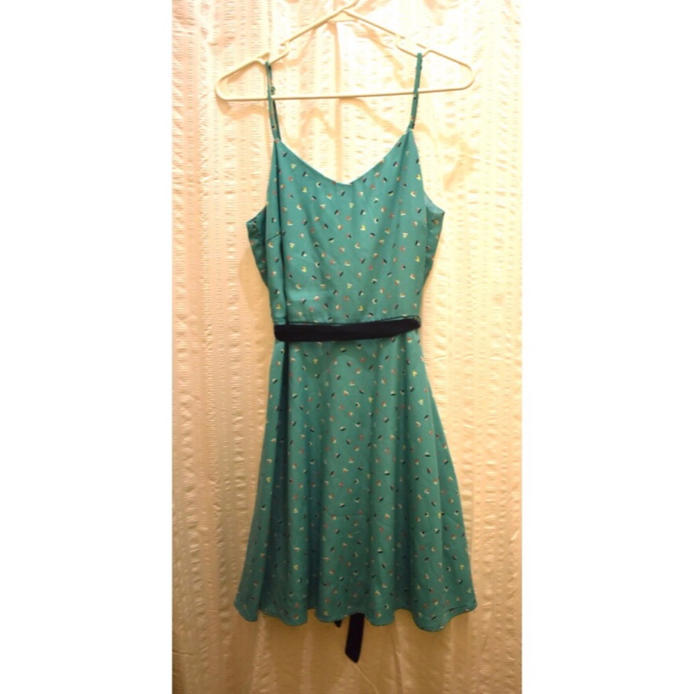 ⛵️ Teal Satin Mini Sailboat Dress ⛵️